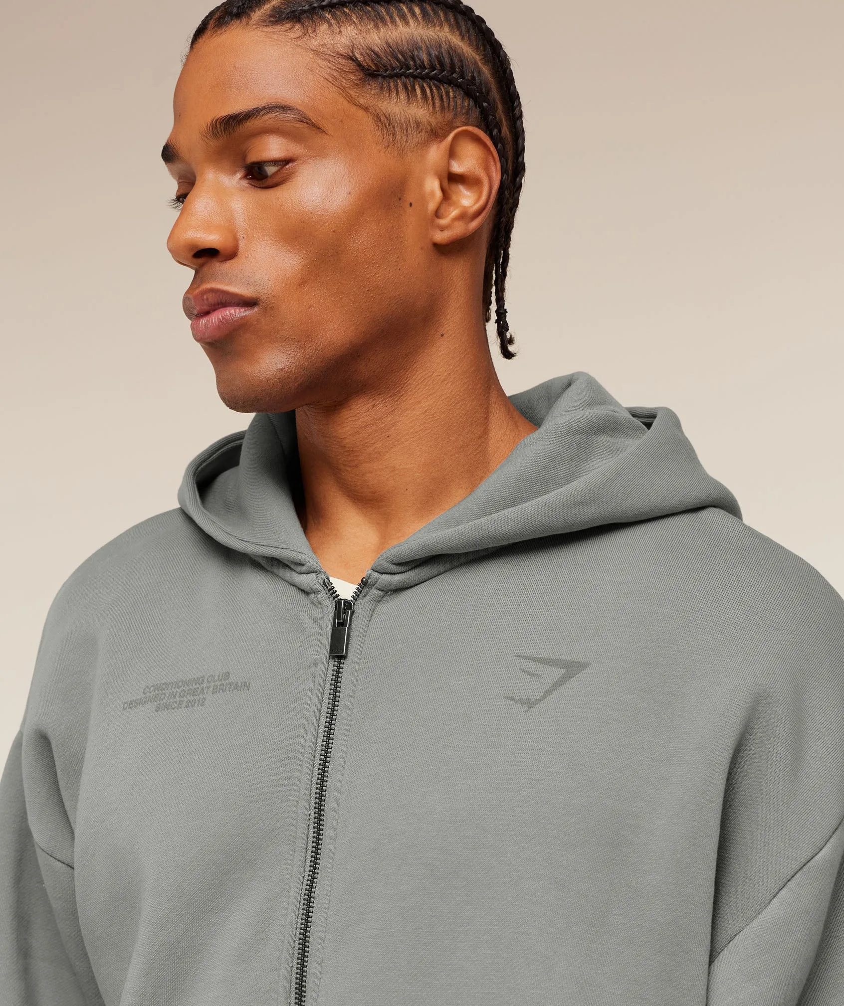 Gymshark Conditioning Club Washed Zip Through Hoodie - Smokey Grey/Wash sold by Gymshark product image thumbnail 5