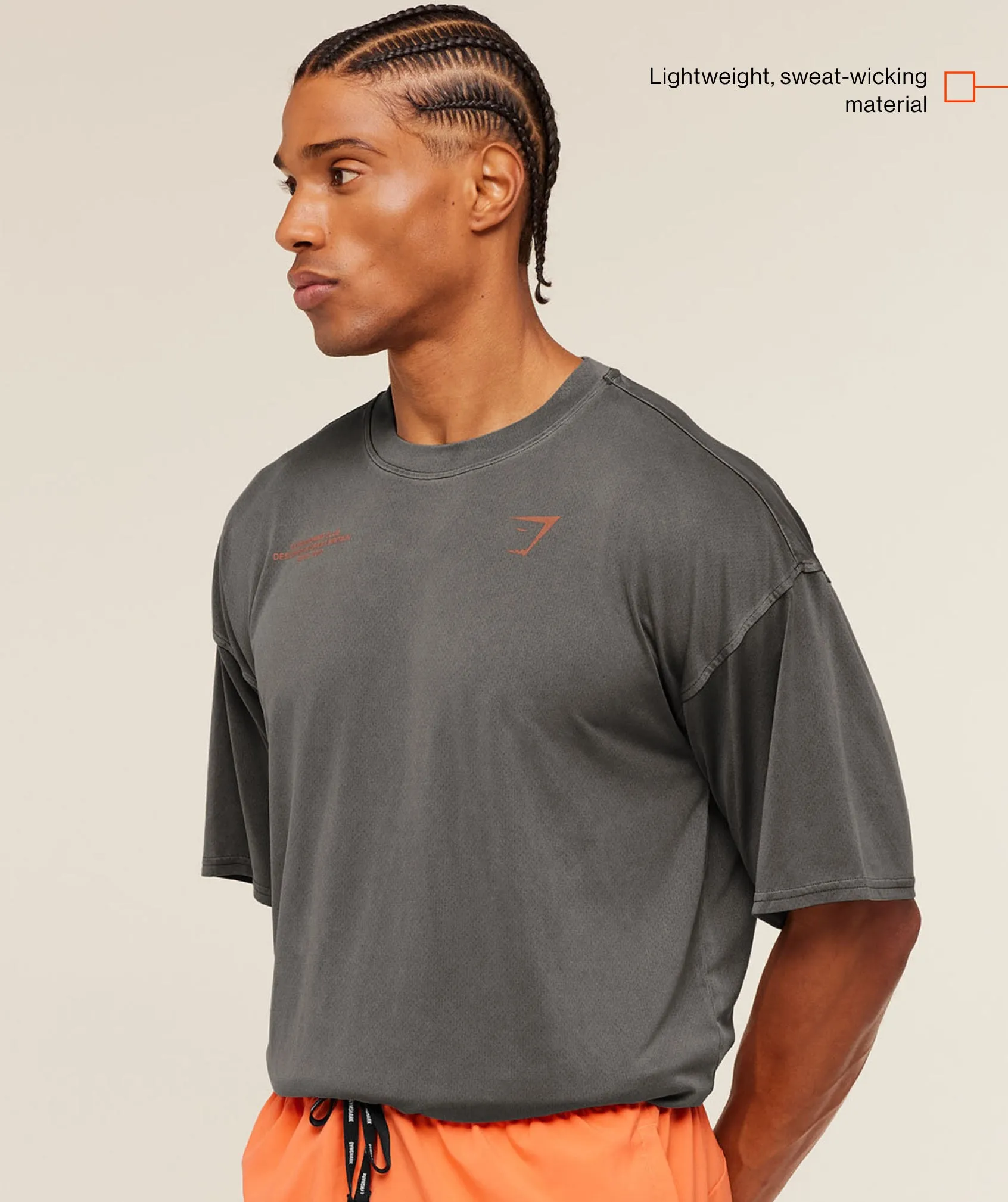 Gymshark Conditioning Club Washed T-Shirt - Black/Dayglow Peach/Wash sold by Gymshark product image thumbnail 2