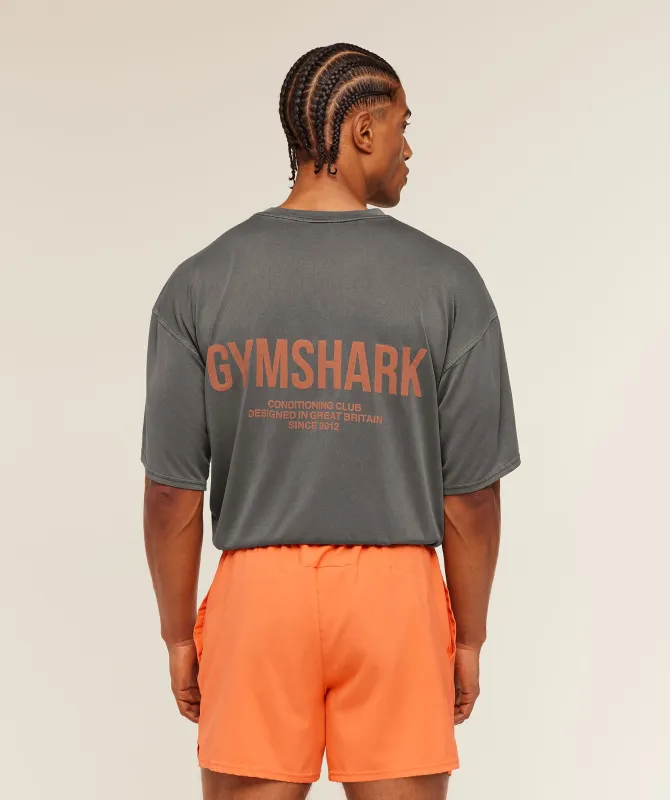 Gymshark Conditioning Club Washed T-Shirt - Black/Dayglow Peach/Wash made by Gymshark