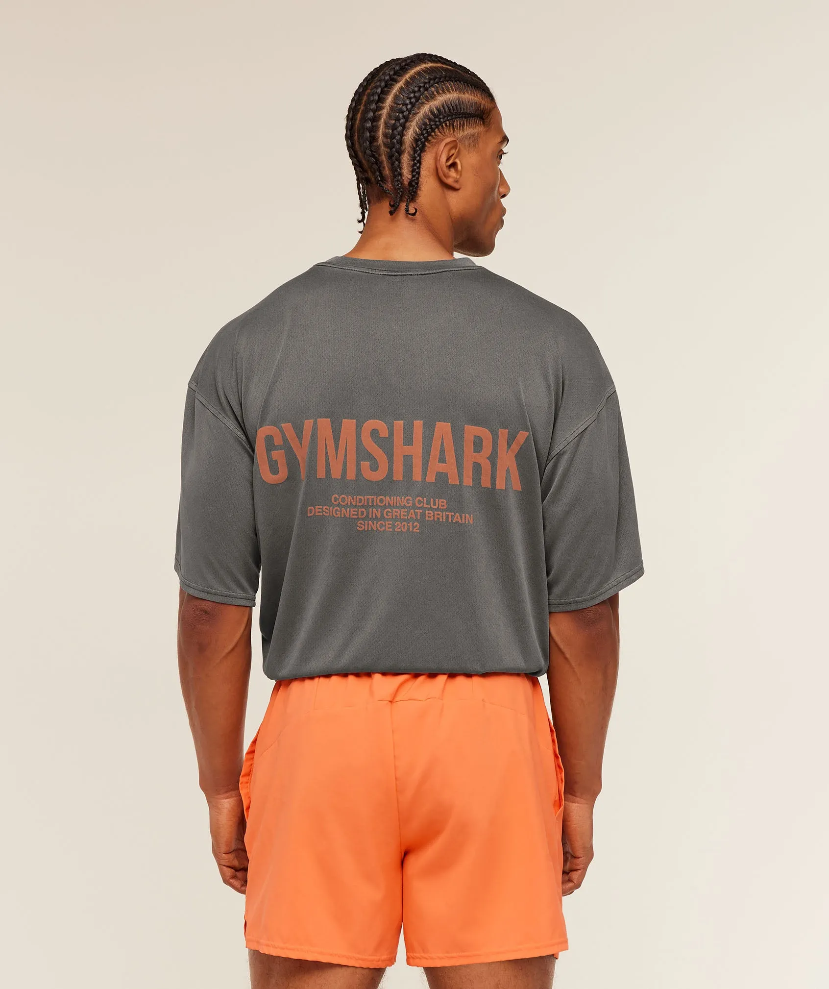 Gymshark Conditioning Club Washed T-Shirt - Black/Dayglow Peach/Wash sold by Gymshark