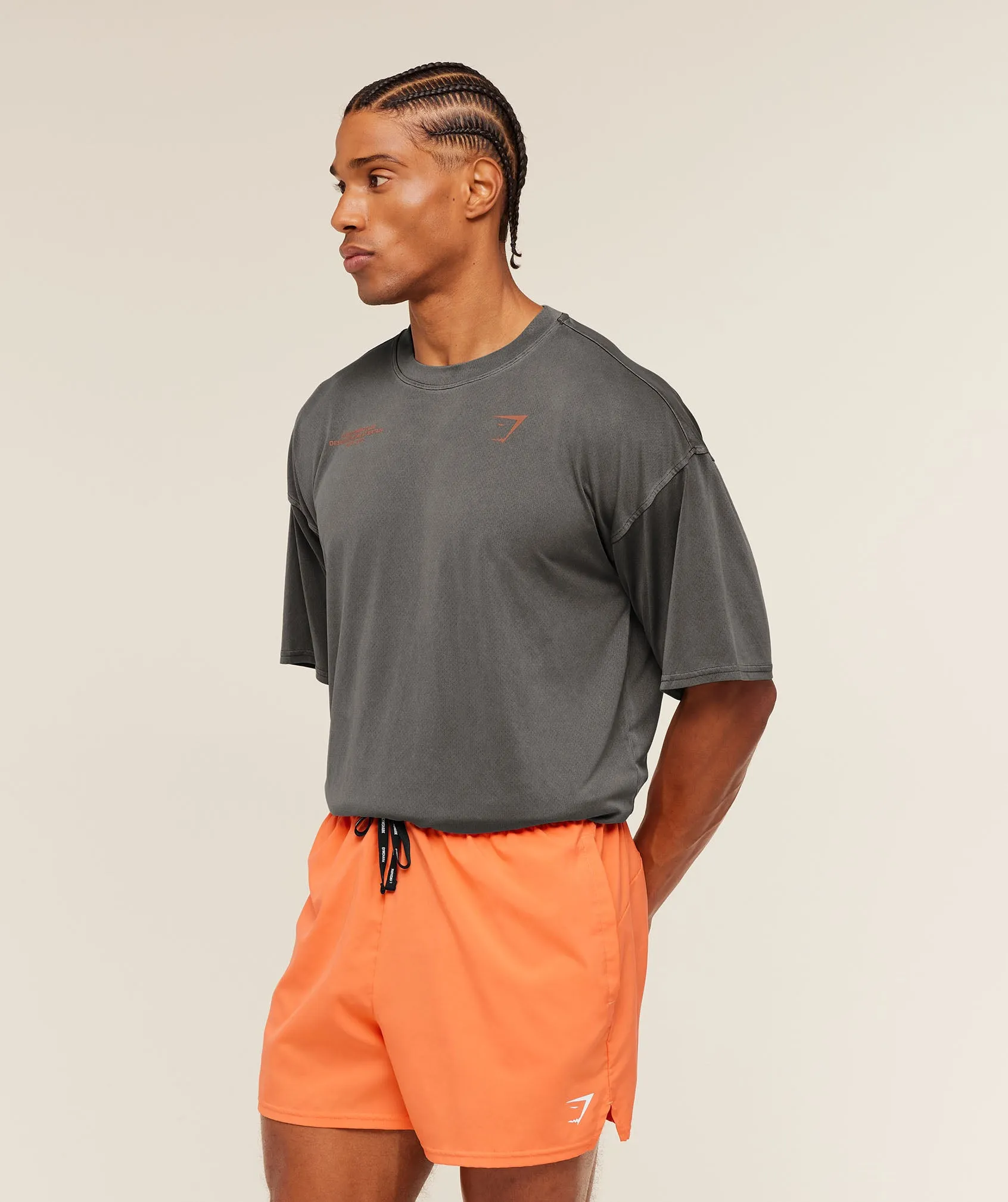 Gymshark Conditioning Club Washed T-Shirt - Black/Dayglow Peach/Wash sold by Gymshark product image thumbnail 4