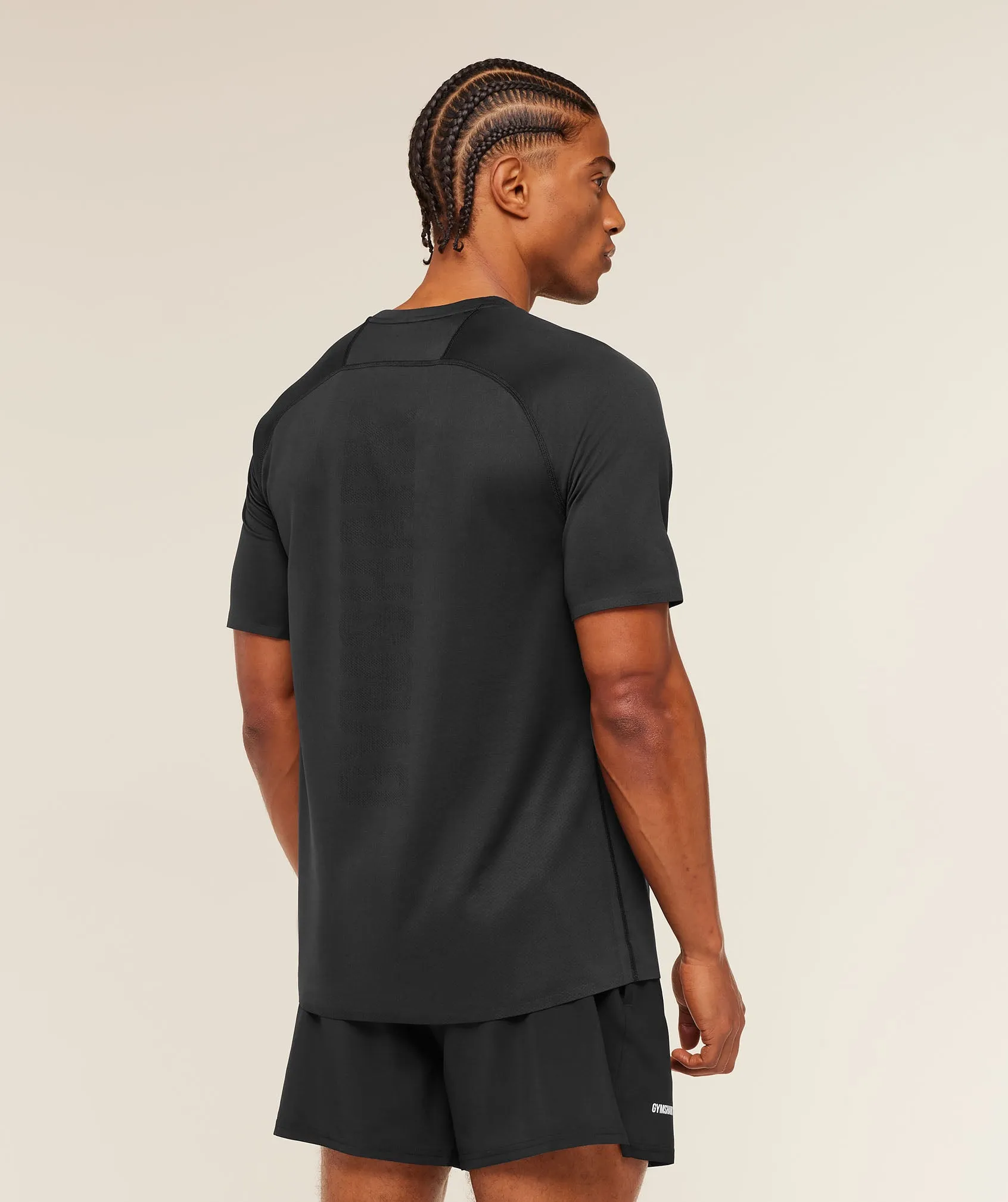 Gymshark Hybrid Engineered Jacquard T-Shirt - Black sold by Gymshark product image thumbnail 3