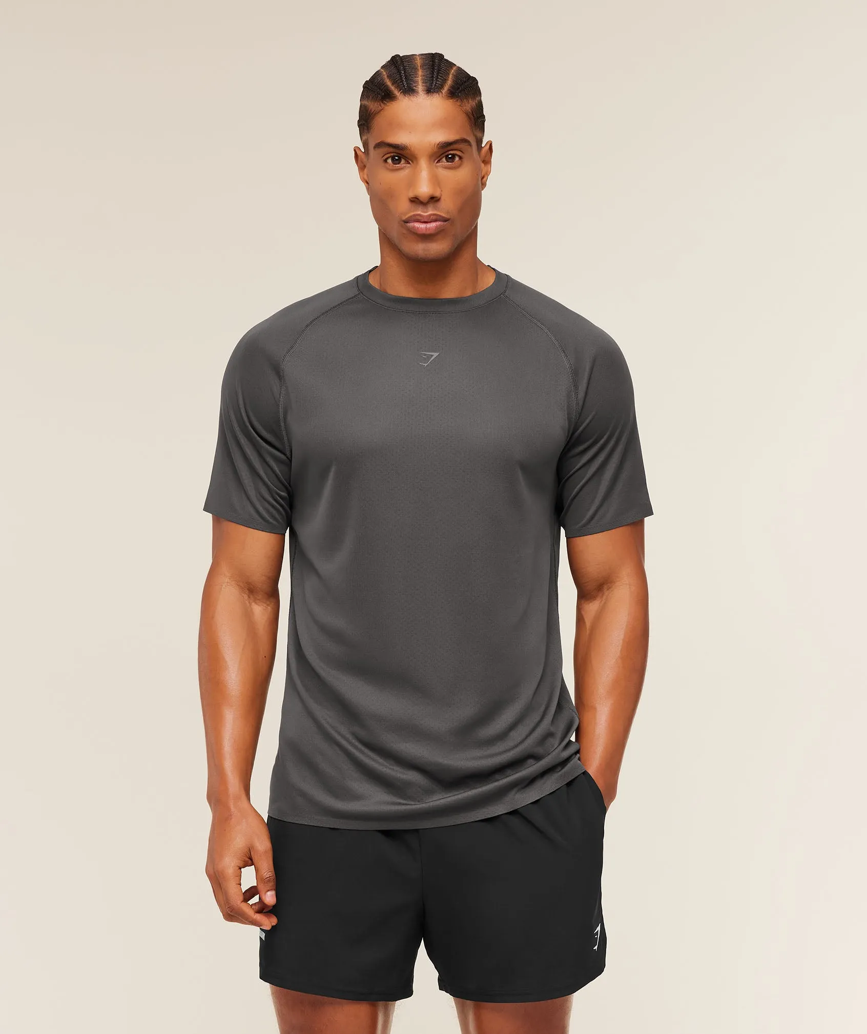 Gymshark Hybrid Engineered Jacquard T-Shirt - Grey sold by Gymshark