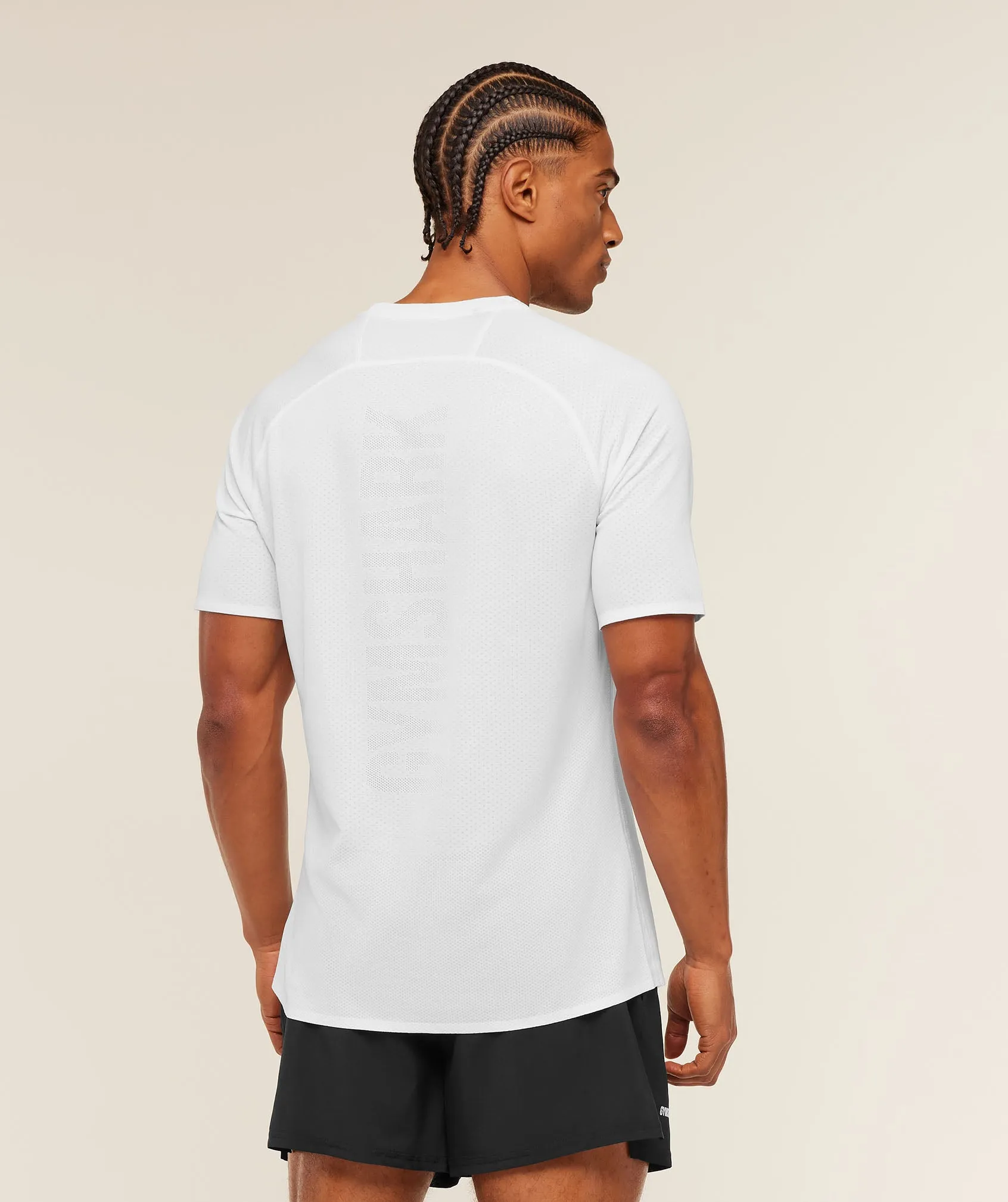 Gymshark Hybrid Engineered Jacquard T-Shirt - White sold by Gymshark product image thumbnail 3