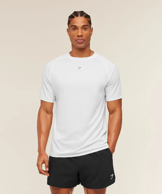 Gymshark Hybrid Engineered Jacquard T-Shirt - White made by Gymshark