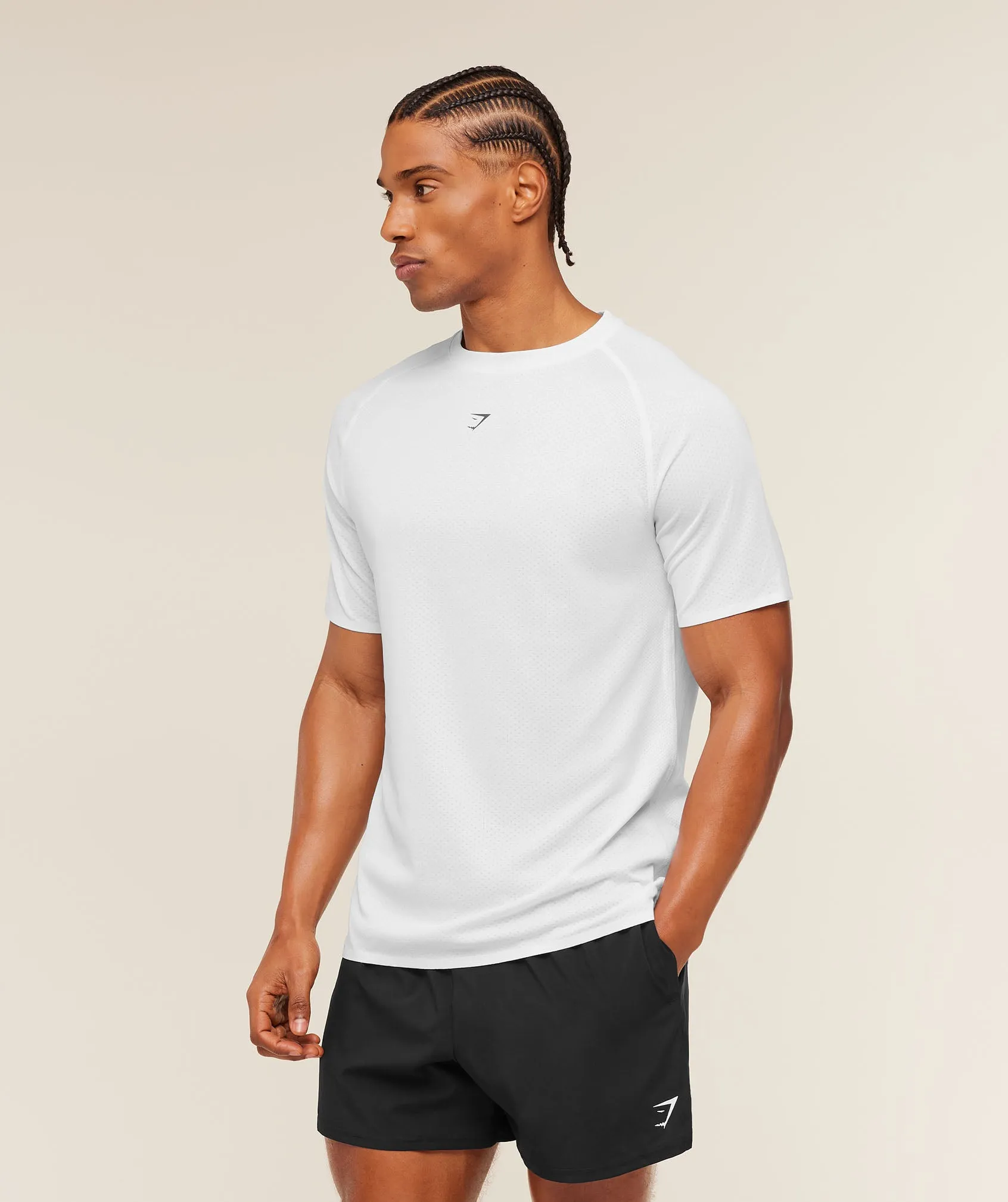 Gymshark Hybrid Engineered Jacquard T-Shirt - White sold by Gymshark product image thumbnail 4