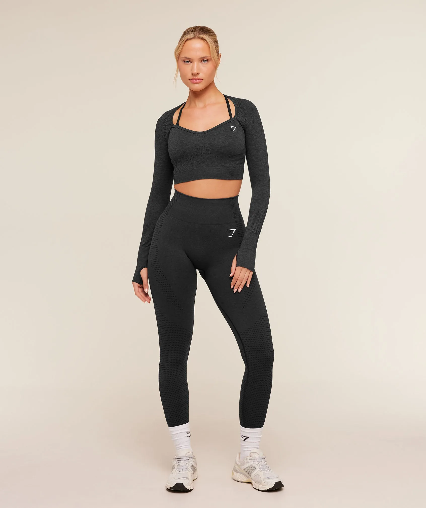 Gymshark Vital Sweetheart Neck Crop Top - Black Marl sold by Gymshark product image thumbnail 4