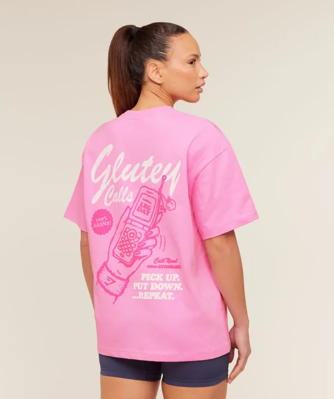 Gymshark Glutey Calls Graphic T-Shirt - Focus Pink made by Gymshark