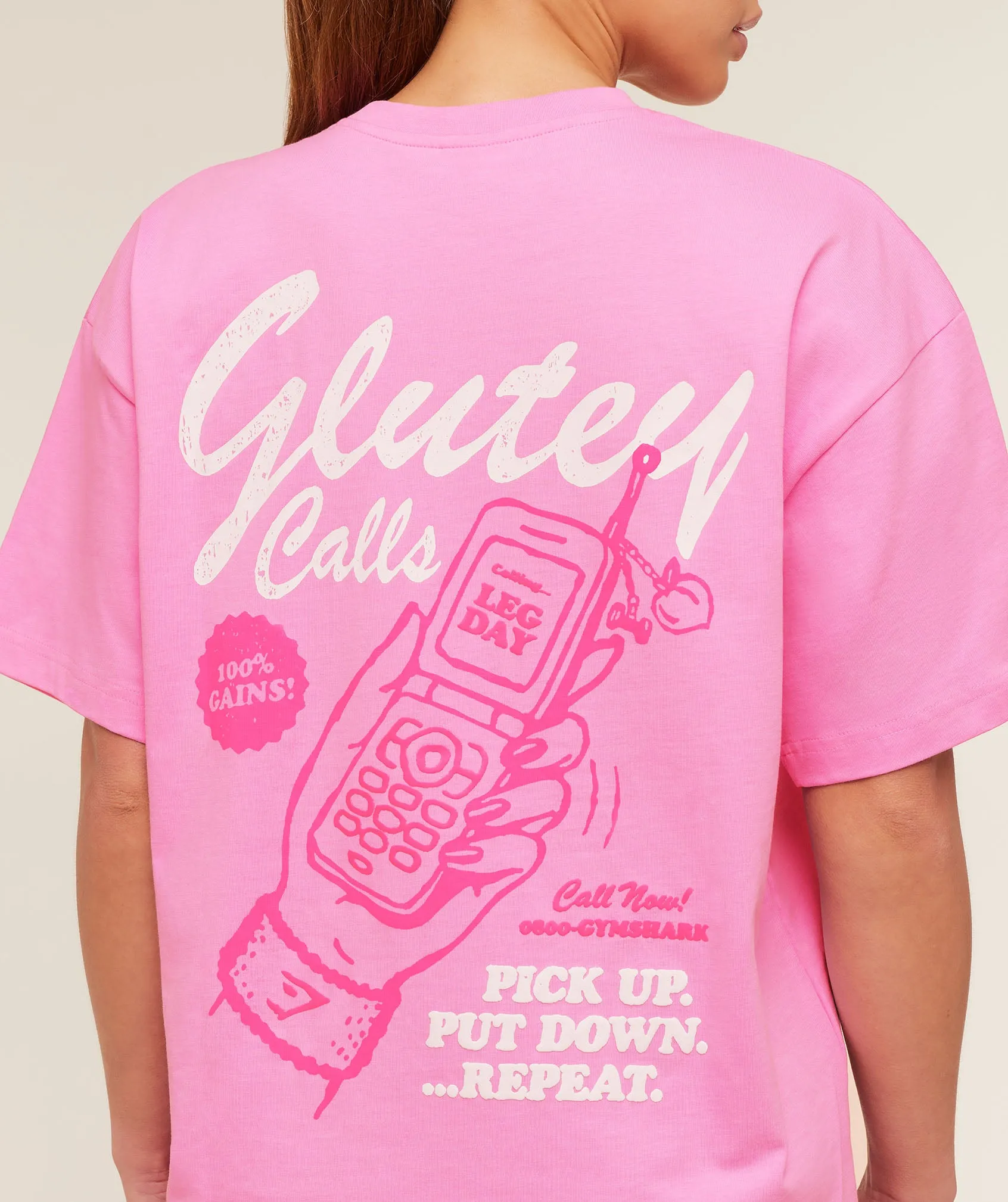Gymshark Glutey Calls Graphic T-Shirt - Focus Pink sold by Gymshark product image thumbnail 5