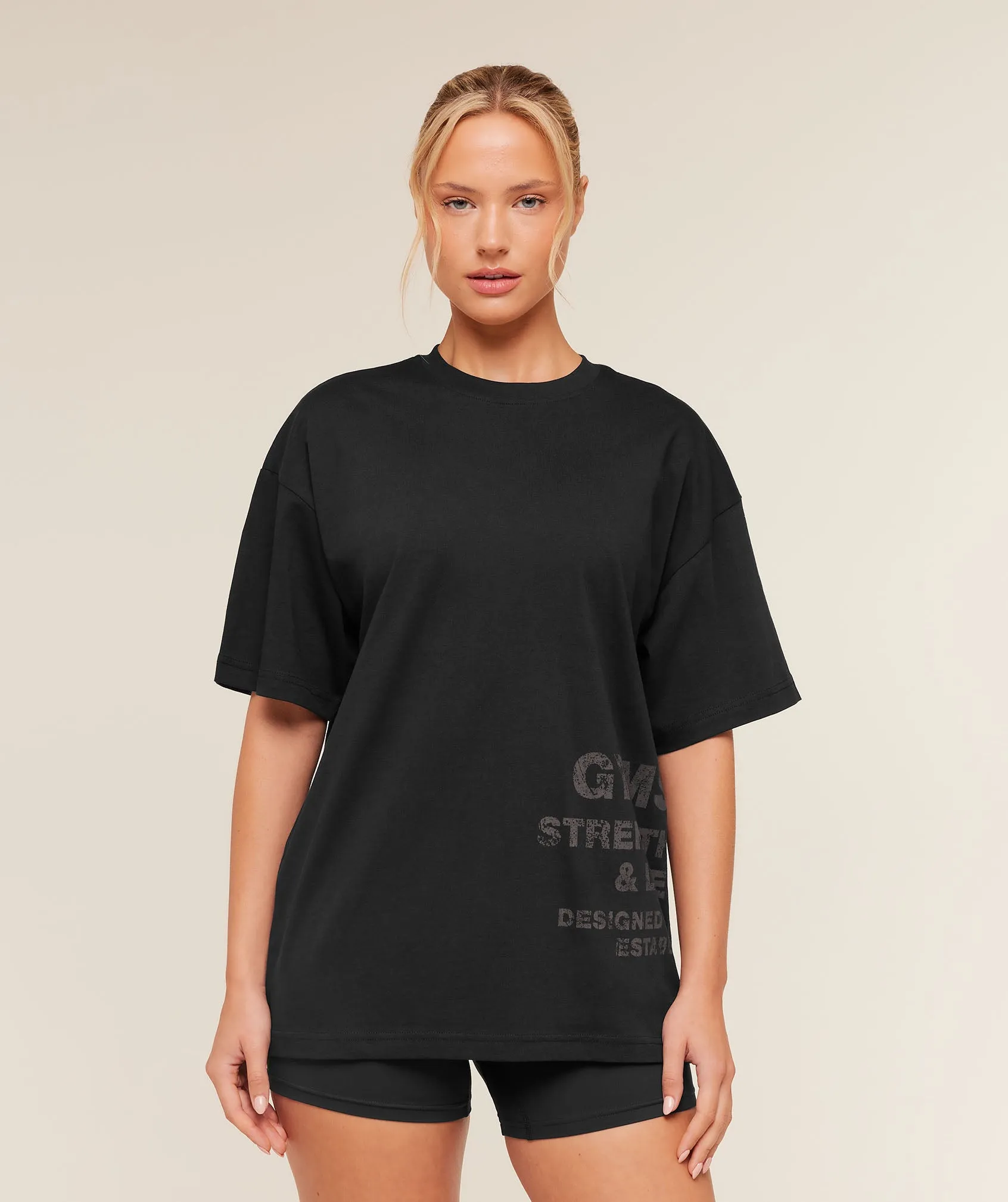 Gymshark Stacked Graphic Short Sleeve T-Shirt - Black sold by Gymshark