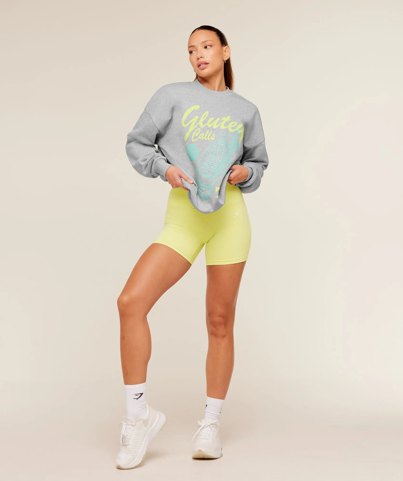 Gymshark Glutey Calls Graphic Sweatshirt - Light Grey Core Marl sold by Gymshark product image thumbnail 4