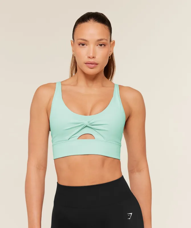 Gymshark Twist Front Sports Bra - Pop Turquoise made by Gymshark