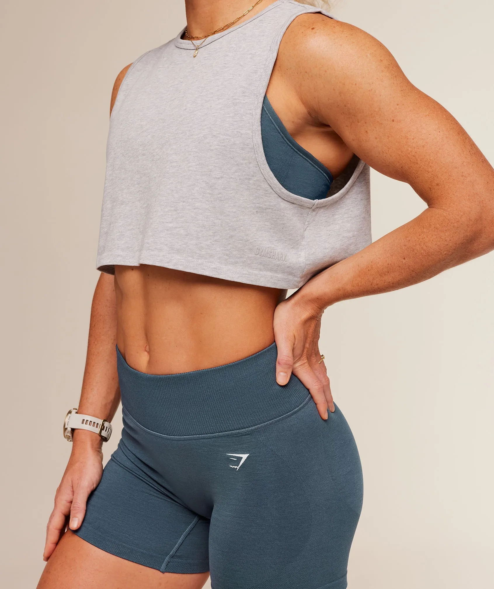Gymshark To From Cut Off Tee - Bros Soft Grey Marl sold by Gymshark product image thumbnail 4
