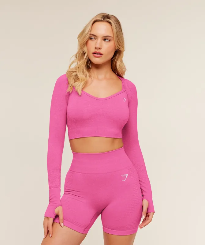 Gymshark Vital Sweetheart Neck Crop Top - Super-Set Pink/Marl made by Gymshark