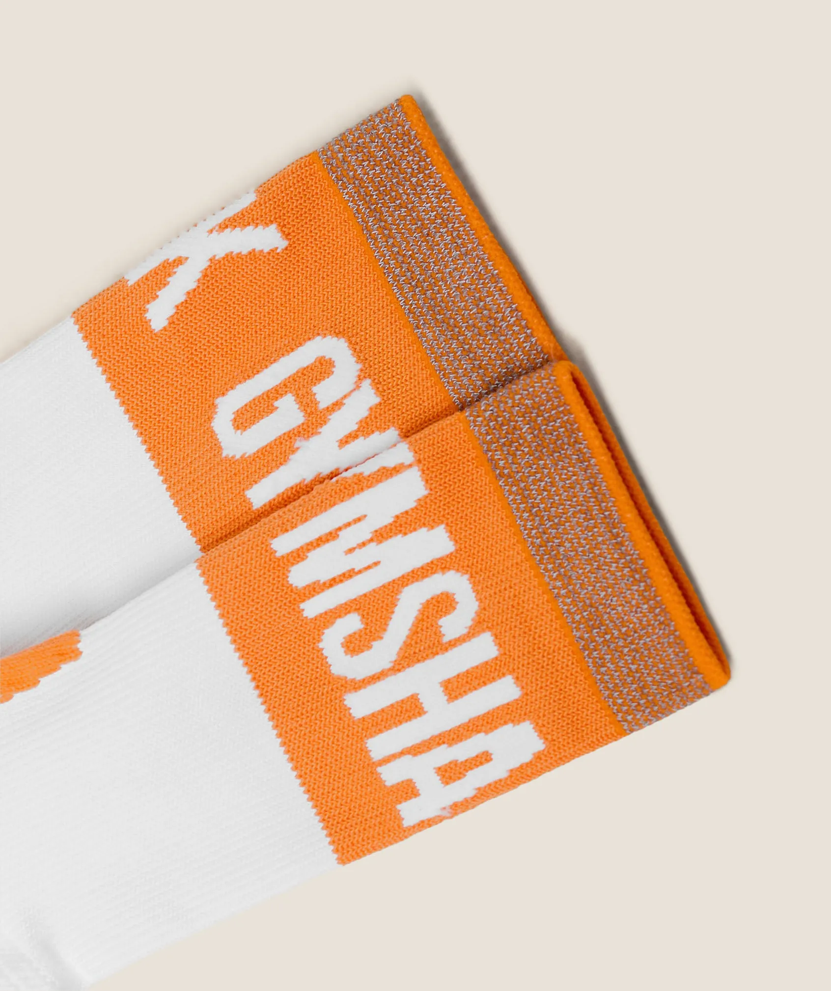 Gymshark Hybrid Training Grip Socks Single - White/Dayglow Peach sold by Gymshark product image thumbnail 3
