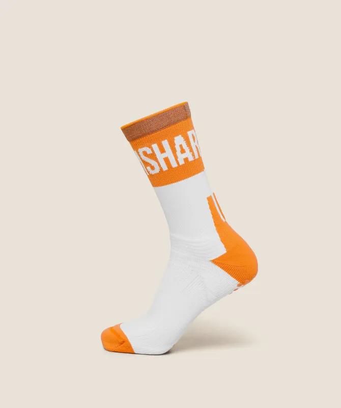Gymshark Hybrid Training Grip Socks Single - White/Dayglow Peach made by Gymshark