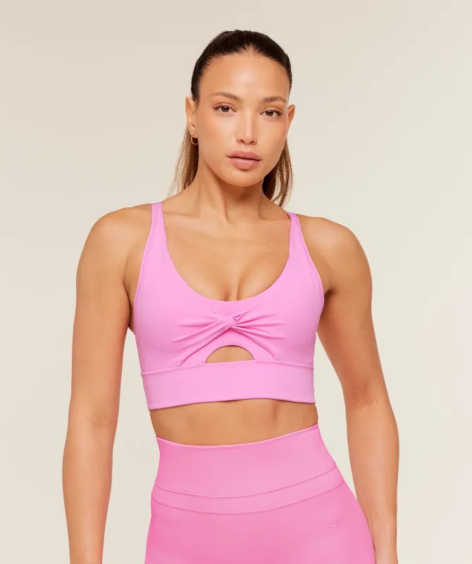 Gymshark Twist Front Sports Bra - Focus Pink made by Gymshark