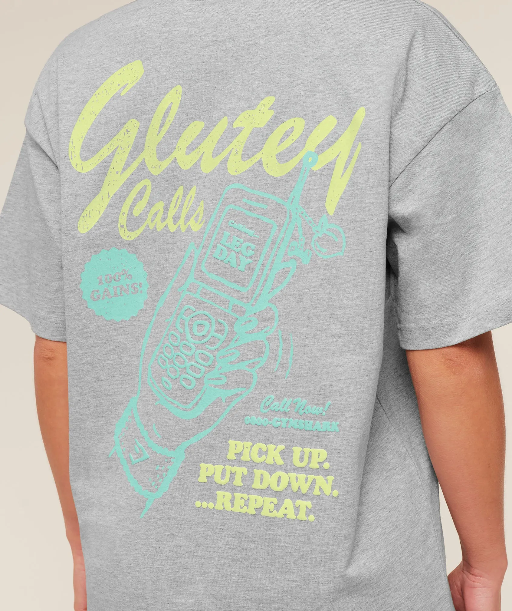 Gymshark Glutey Calls Graphic T-Shirt - Light Grey Core Marl sold by Gymshark product image thumbnail 5