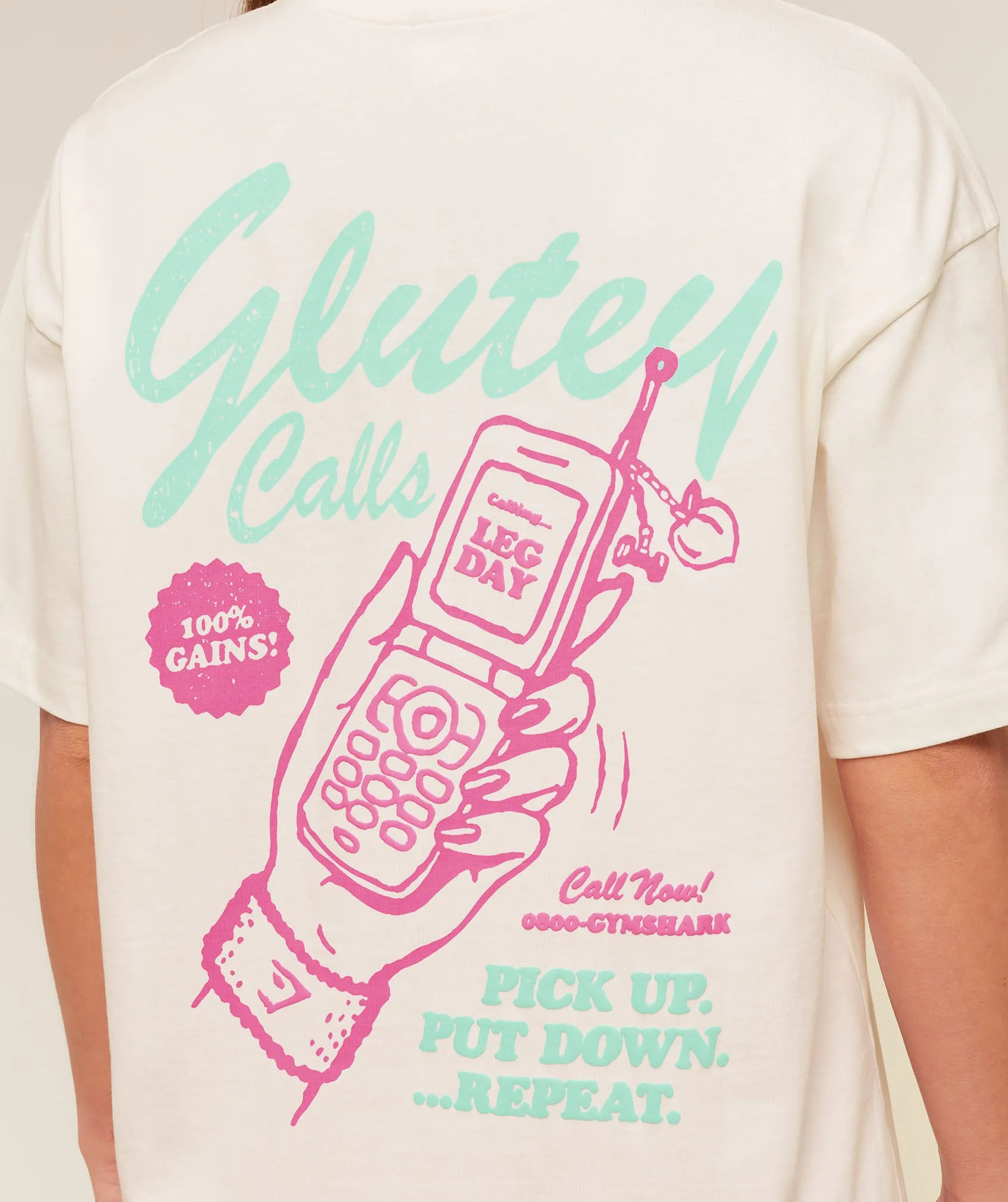 Gymshark Glutey Calls Graphic T-Shirt - Soft White sold by Gymshark product image thumbnail 5