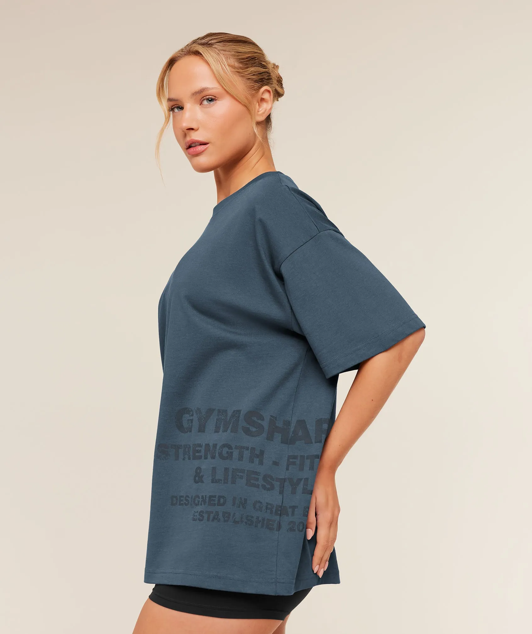 Gymshark Stacked Graphic Short Sleeve T-Shirt - Stealth Blue sold by Gymshark product image thumbnail 3