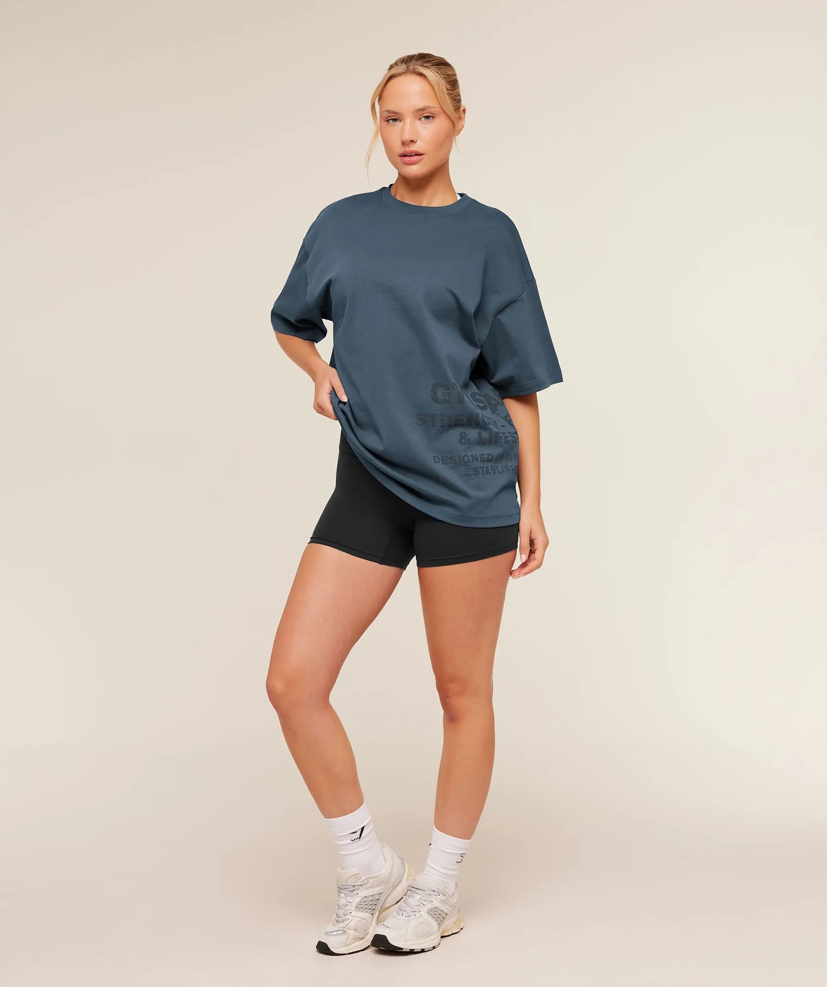 Gymshark Stacked Graphic Short Sleeve T-Shirt - Stealth Blue sold by Gymshark product image thumbnail 4