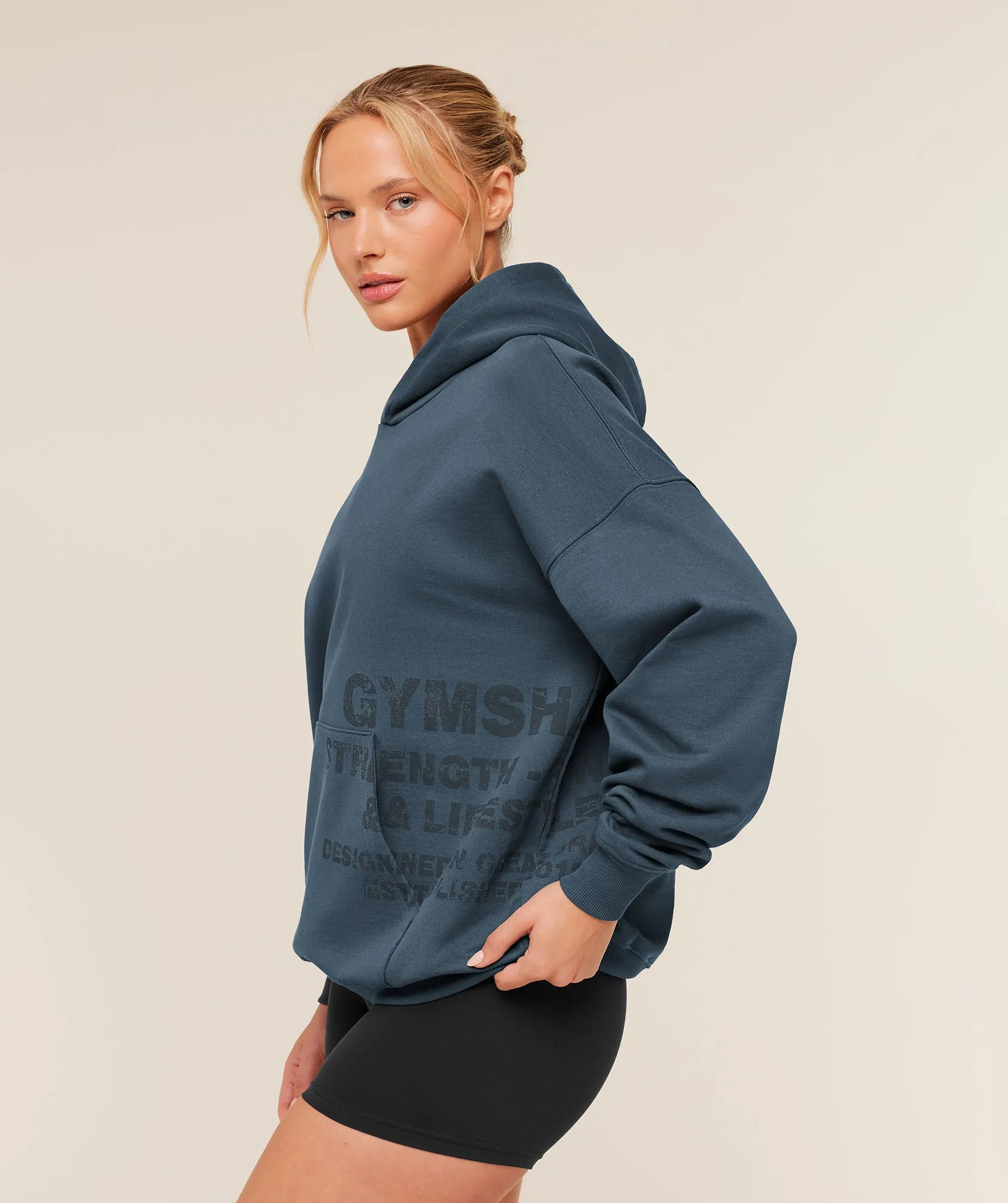 Gymshark Stacked Graphic Hoodie - Stealth Blue sold by Gymshark product image thumbnail 3