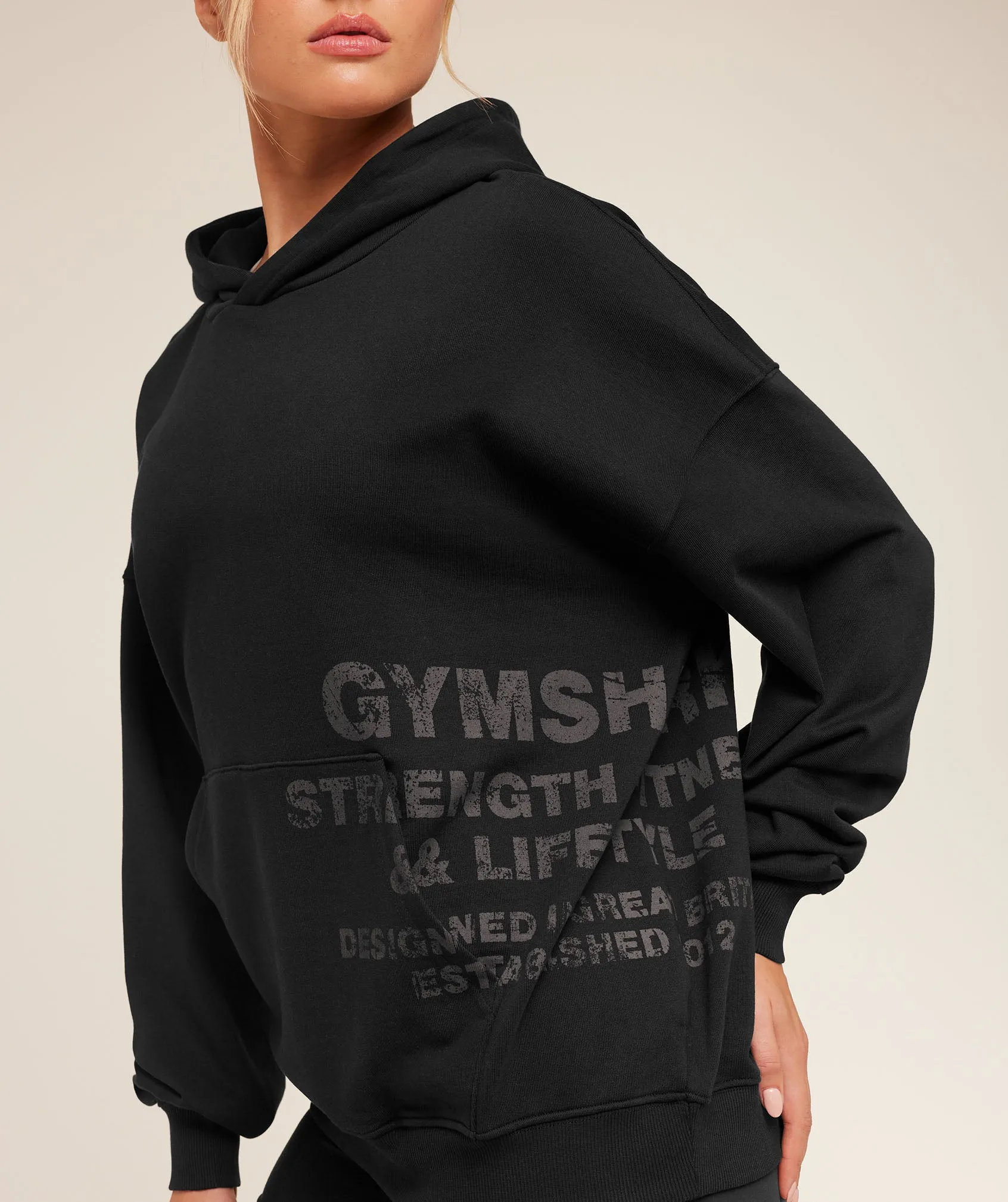 Gymshark Stacked Graphic Hoodie - Black sold by Gymshark product image thumbnail 5