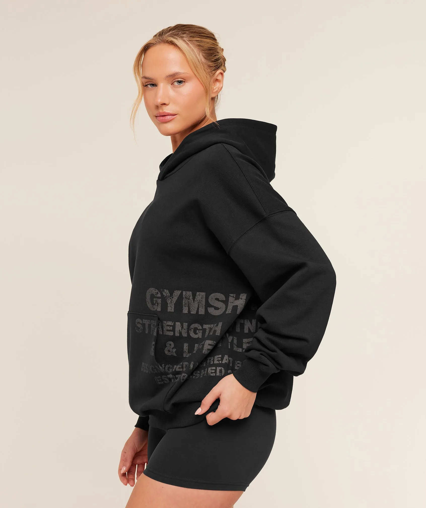 Gymshark Stacked Graphic Hoodie - Black sold by Gymshark product image thumbnail 3