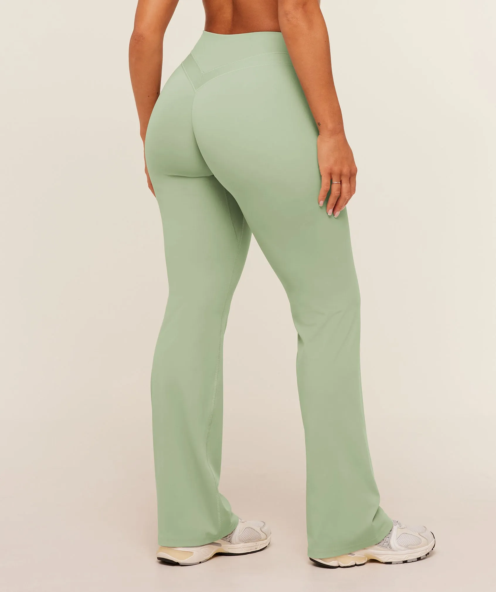 Gymshark Whitney Mid-High Rise Flared Leggings - Haze Green sold by Gymshark product image thumbnail 4