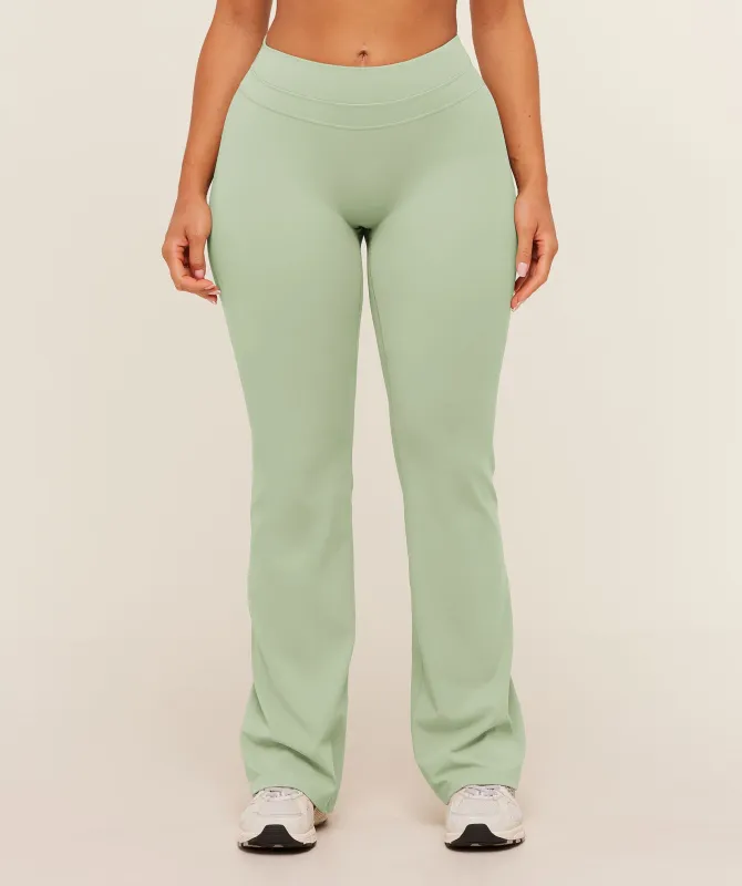 Gymshark Whitney Mid-High Rise Flared Leggings - Haze Green made by Gymshark