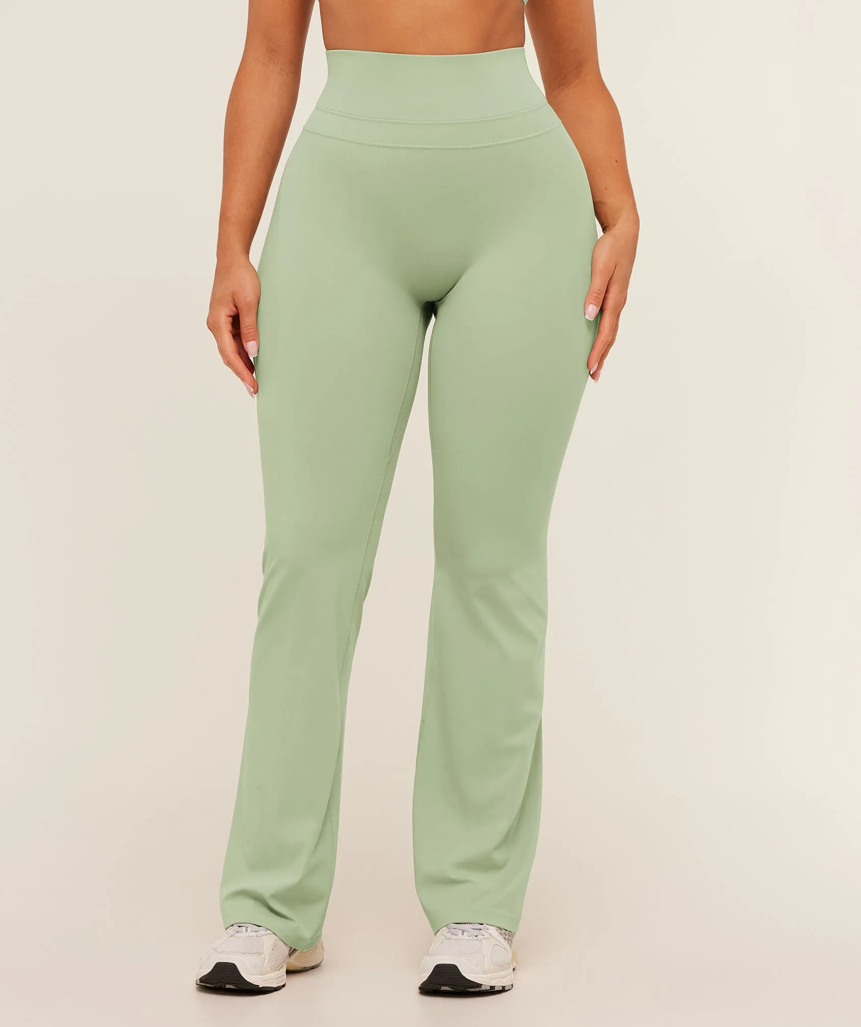 Gymshark Whitney Regular Flared Leggings - Haze Green sold by Gymshark