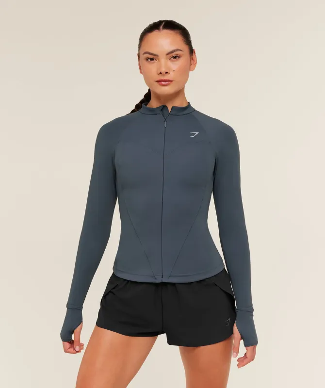Gymshark Running Full Zip Jacket - Titanium Blue made by Gymshark