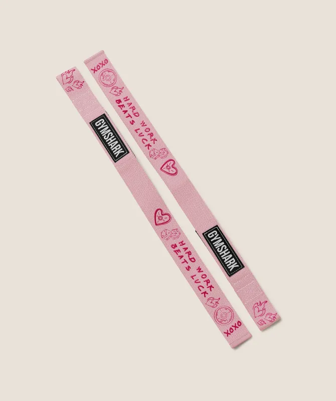 Gymshark Graphic Silicone Lifting Straps - Cloud Pink made by Gymshark