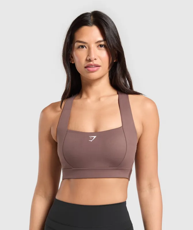 Gymshark Square Neck Sports Bra - Soft Brown made by Gymshark