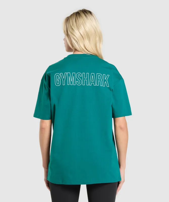 Gymshark Trace Graphic Oversized T-Shirt - Functional Teal made by Gymshark