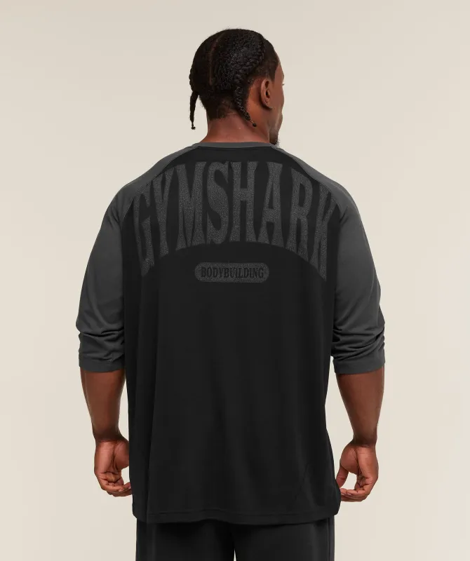 Gymshark 1/3 LS Graphic T-Shirt - Metal Grey/Black made by Gymshark