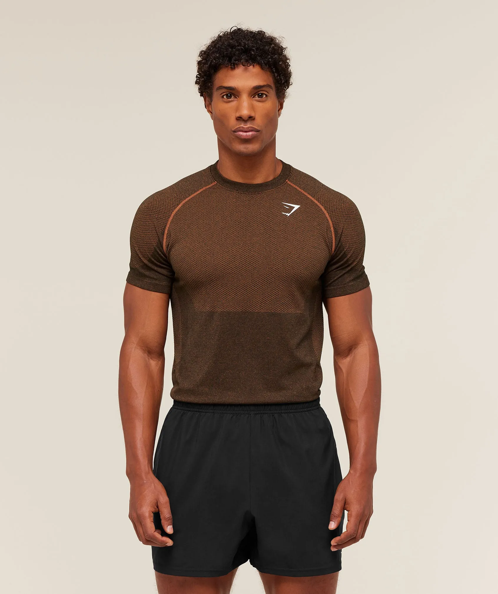 Gymshark Vital Seamless T-Shirt - Black/Spiced Brown sold by Gymshark