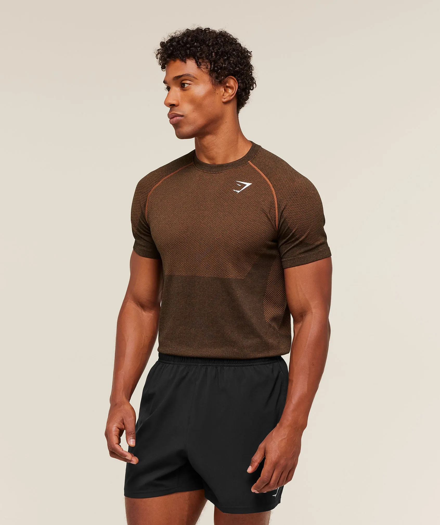 Gymshark Vital Seamless T-Shirt - Black/Spiced Brown sold by Gymshark product image thumbnail 3