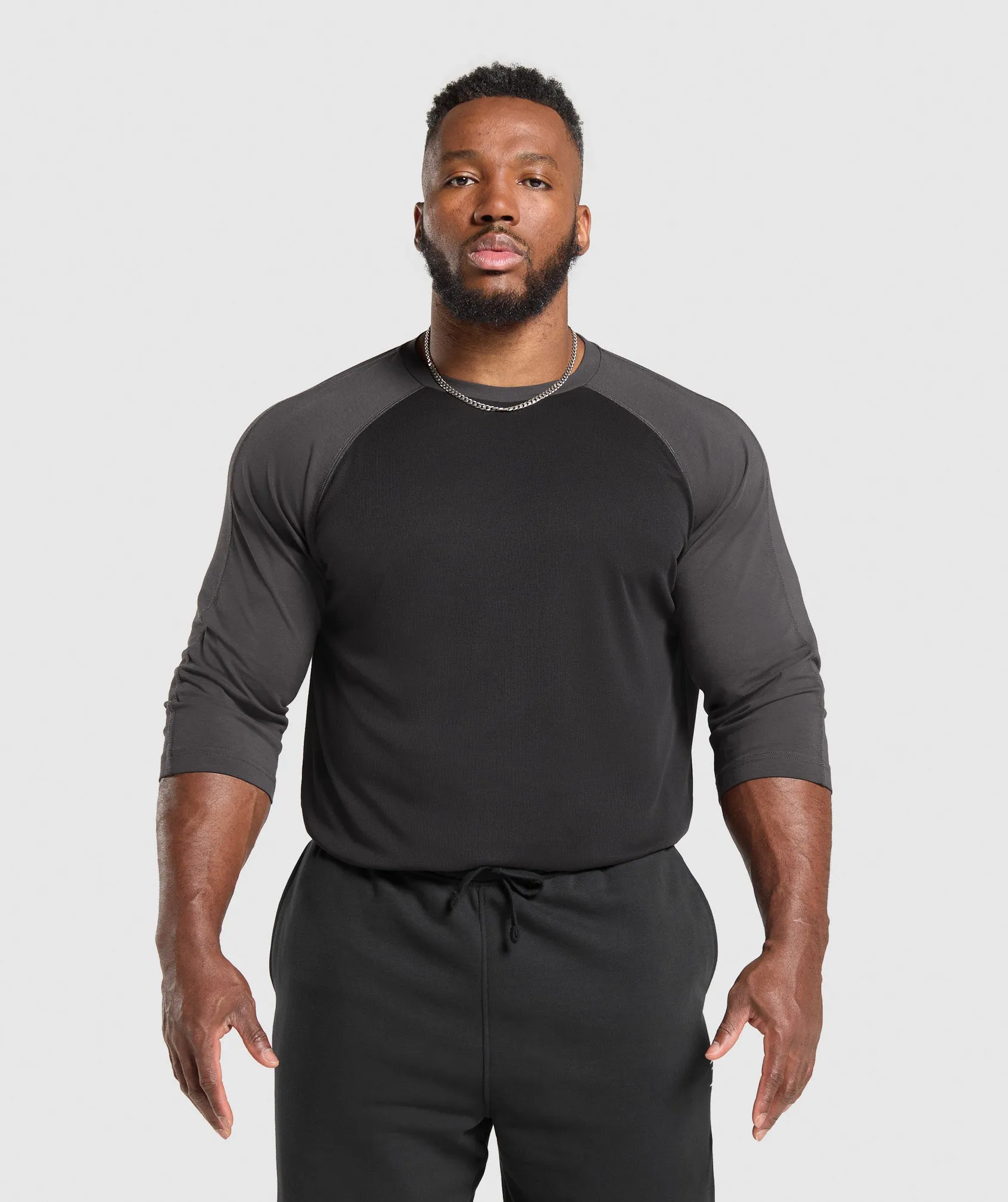 Gymshark 1/3 LS Graphic T-Shirt - Black/Asphalt Grey sold by Gymshark product image thumbnail 2