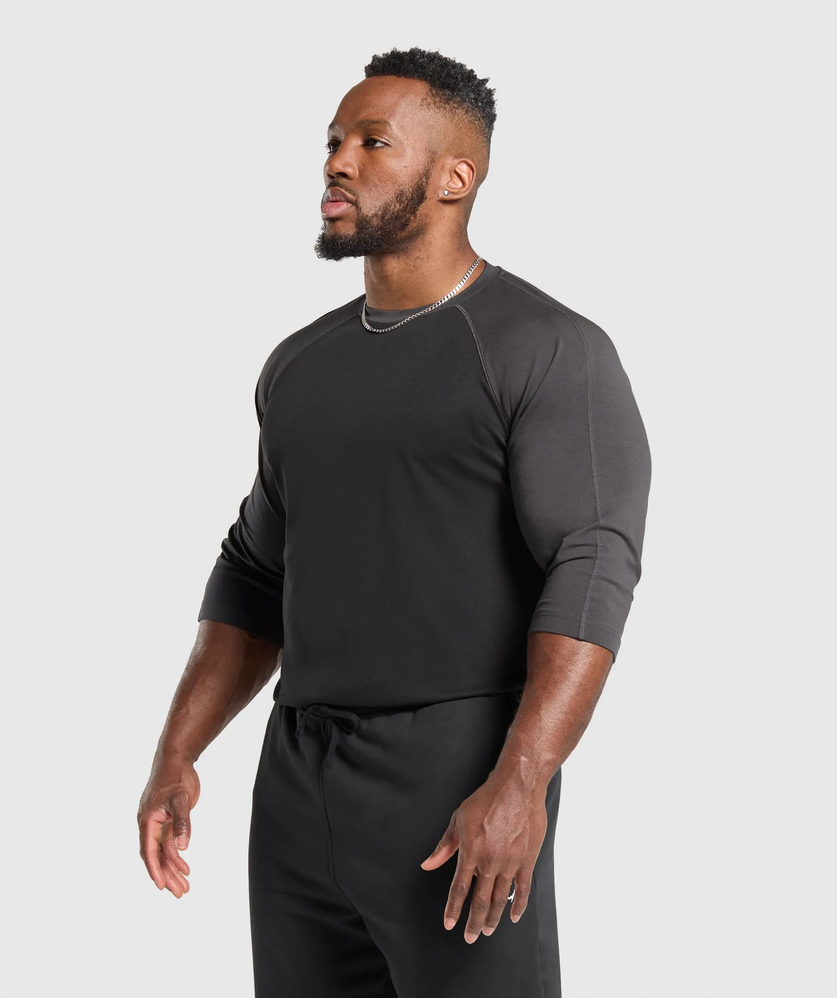 Gymshark 1/3 LS Graphic T-Shirt - Black/Asphalt Grey sold by Gymshark product image thumbnail 4