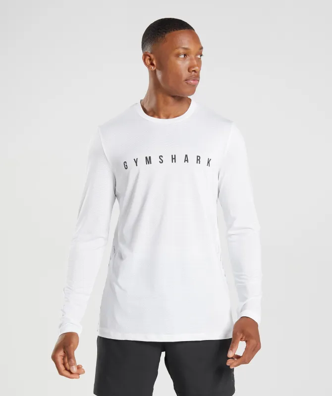 Gymshark Sport Stripe Long Sleeve T-Shirt - White made by Gymshark