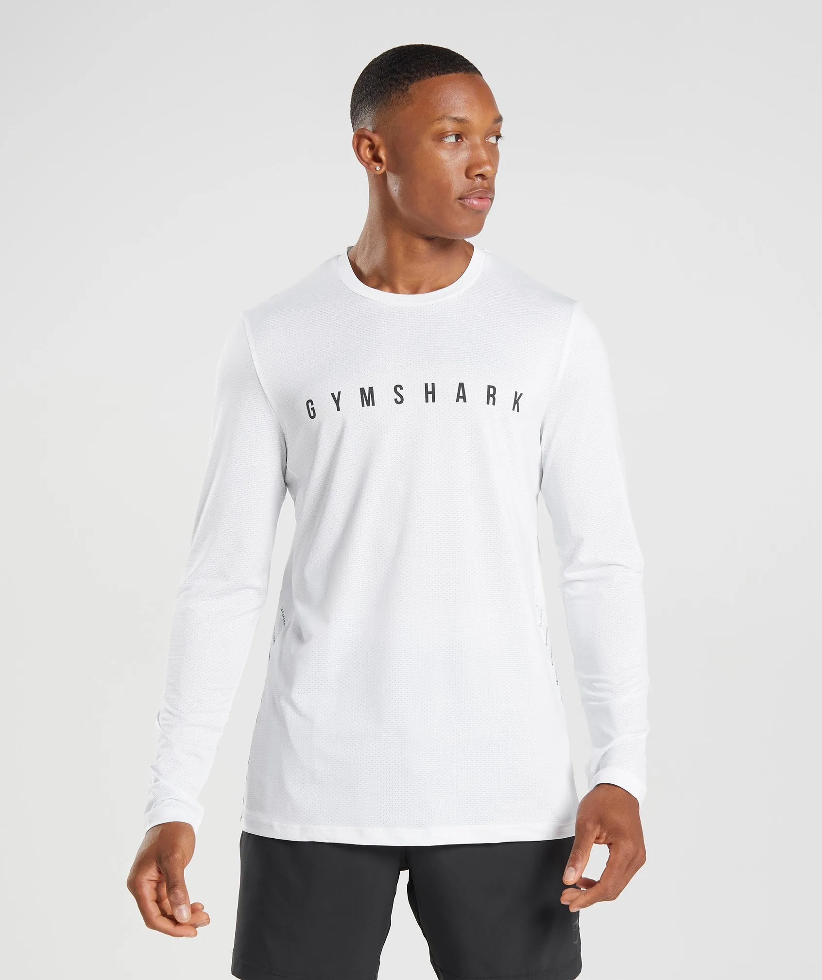 Gymshark Sport Stripe Long Sleeve T-Shirt - White sold by Gymshark