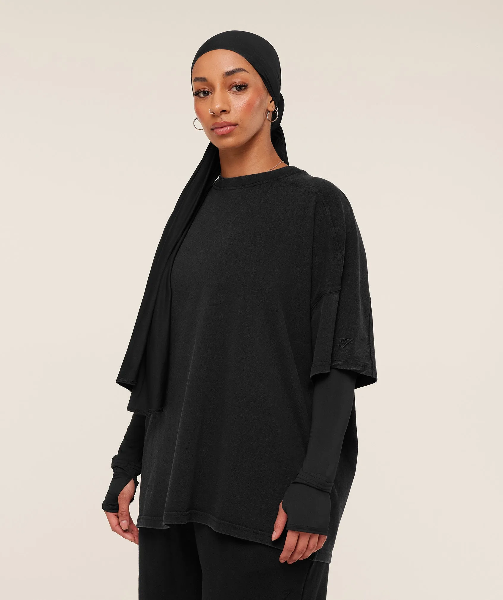 Gymshark Pump Cover Structured Fleece Top - Black/Wash sold by Gymshark product image thumbnail 3