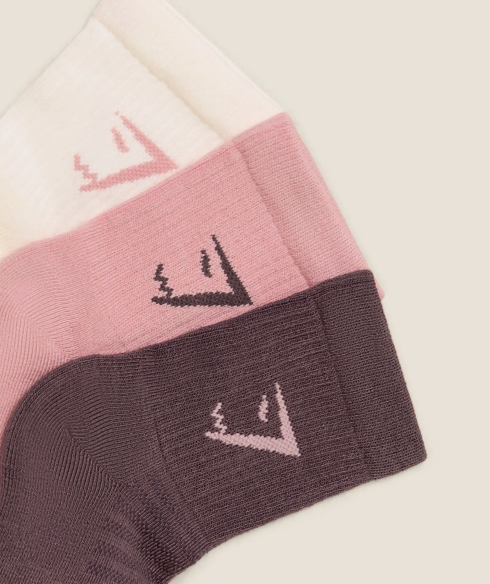 Gymshark Midi Socks 3pk - Soft White / Light Pink / Cool Brown sold by Gymshark product image thumbnail 2
