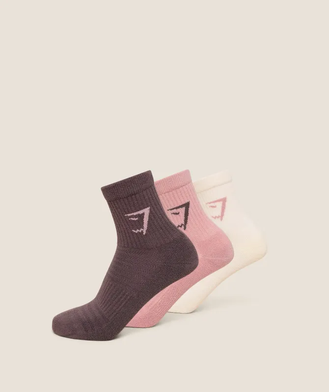 Gymshark Midi Socks 3pk -  Soft White /  Light Pink /  Cool Brown made by Gymshark