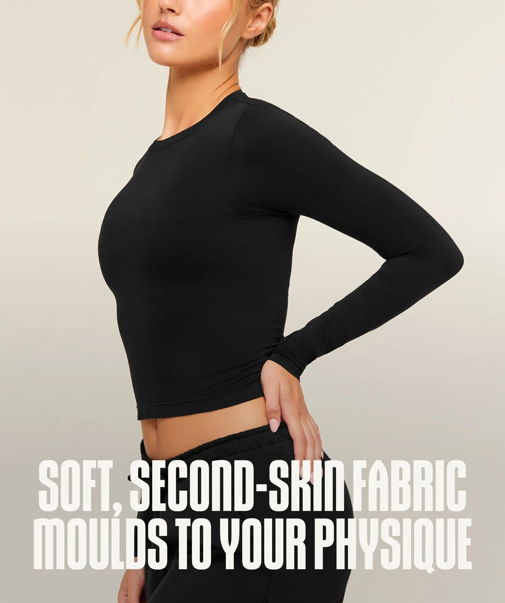 Gymshark FeatherForm Long Sleeve T-Shirt - Black sold by Gymshark product image thumbnail 2