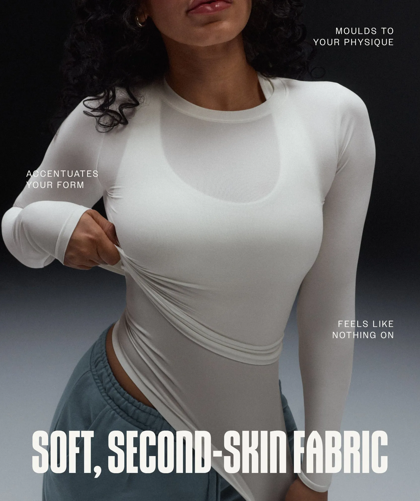 Gymshark FeatherForm Long Sleeve T-Shirt - Soft White sold by Gymshark product image thumbnail 2
