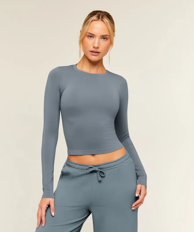Gymshark FeatherForm Long Sleeve T-Shirt - Iron Blue made by Gymshark