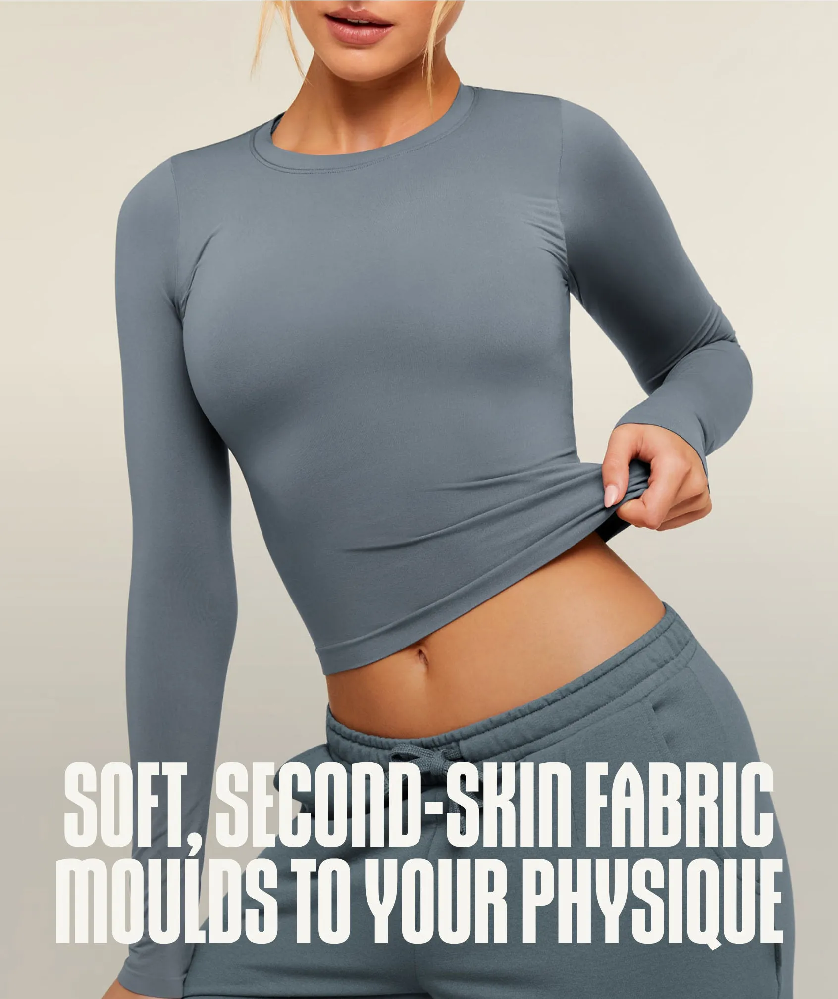 Gymshark FeatherForm Long Sleeve T-Shirt - Iron Blue sold by Gymshark product image thumbnail 2