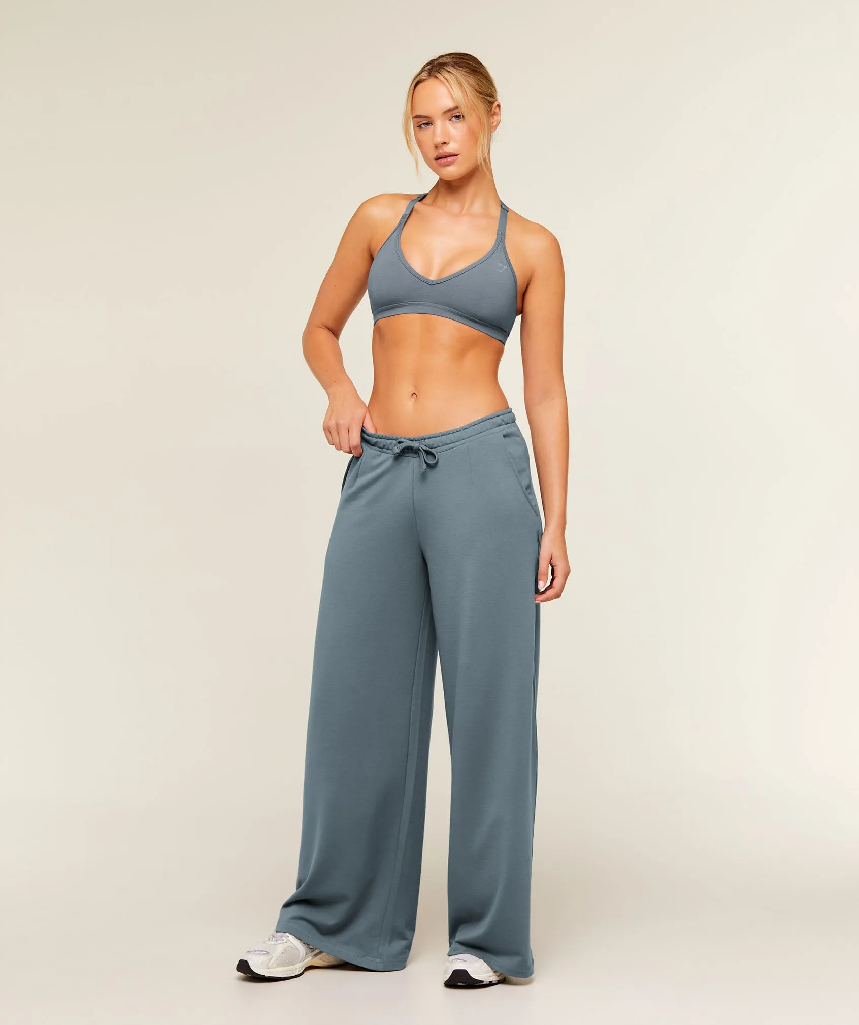Gymshark Lightweight Wide Leg Pants Regular - Iron Blue sold by Gymshark product image thumbnail 5